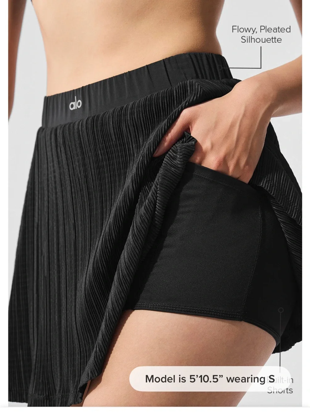 ALO Yoga Black Pleated Mini